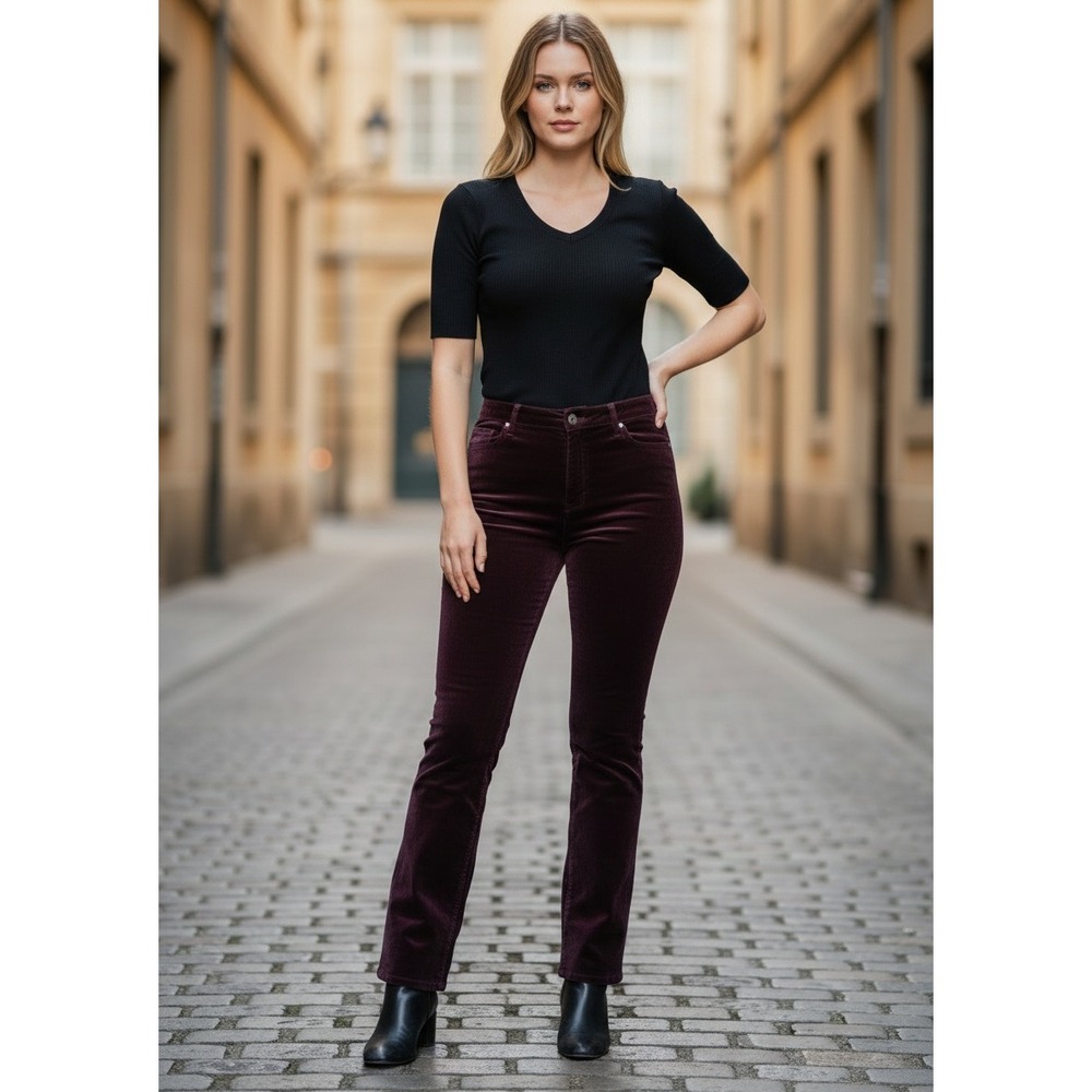 NEW Jones New York Womens Size 12 Skinny Boot High Waist Dark Purple Pants